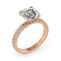 Squared Emerald Hidden Halo Pave Women Wedding Rings Set - 622