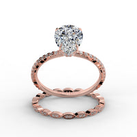 Pear Drop Cut Pave Engagement Ring Bridal Set - 502