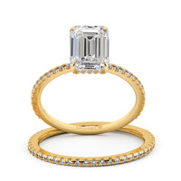 Hidden Halo Emerald Diamond Engagement Ring Set For Women- 725