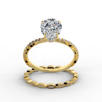 Pear Drop Cut Pave Engagement Ring Bridal Set - 502