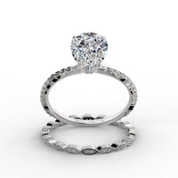 Pear Drop Cut Pave Engagement Ring Bridal Set - 502