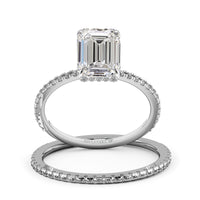 Hidden Halo Emerald Diamond Engagement Ring Set For Women- 725