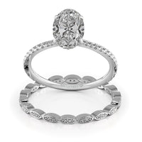 Oval Cut Pave Engagement Ring Bridal Set - 370