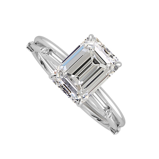 Minimal Emerald Diamond Bridal Set - 724