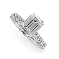Hidden Halo Emerald Diamond Engagement Ring Set For Women- 725