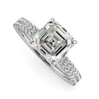 Squared Emerald Hidden Halo Pave Women Wedding Rings Set - 622