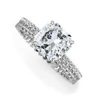 Square Radiant Cut Hidden Halo Eternity Band Engagement Ring Bridal Ring Set - 645