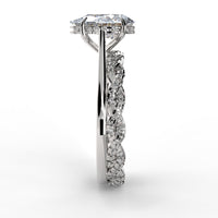 Pear Drop Cut Hidden Halo Cathedral Engagement Ring Bridal Set - 501