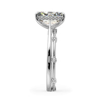 Elongated Radiant Cut Hidden Halo Cathedral Women Wedding Rings Set - 601