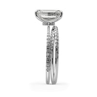 Emerald Cut Pave Engagement And Wedding Ring Set - 722