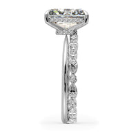 Radiant Cut Hidden Halo Engagement Ring Bridal Set - 485
