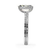 Elongated Radiant Cut Hidden Halo Pave Engagement Ring Bridal Set - 605