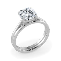 Square Radiant Cut Hidden Halo Cathedral Engagement Ring Bridal Set - 643