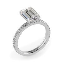 Hidden Halo Emerald Diamond Engagement Ring Set For Women- 725