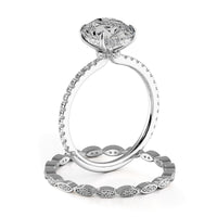 Oval Cut Pave Engagement Ring Bridal Set - 370