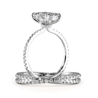 Emerald Cut Pave Engagement And Wedding Ring Set - 722
