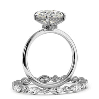 Radiant Cut Hidden Halo Engagement Ring Bridal Set - 485