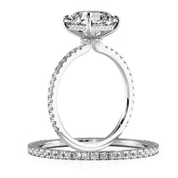 Squared Emerald Hidden Halo Pave Women Wedding Rings Set - 622