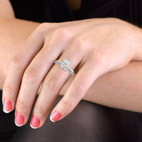 Elongated Radiant Cut Hidden Halo Cathedral Engagement Ring Bridal Set - 603