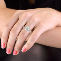 Elongated Radiant Cut Hidden Halo Pave Engagement Ring Bridal Set - 605