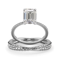 Emerald Cut Pave Engagement And Wedding Ring Set - 722