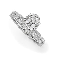 Oval Cut Pave Engagement Ring Bridal Set - 370