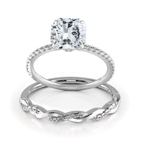 Square Radiant Cut Pave Women Wedding Rings Set - 642