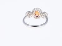 Birthstone Three Stone Oval Cut Natural Orange Sapphire Ring - 1.40 Carat