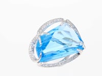 Special Cut Blue Topaz Halo Ring - 33.90 Carat
