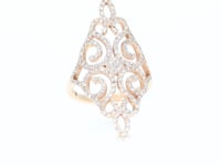 Filigree Rose Gold Pave Diamond Cocktail Ring