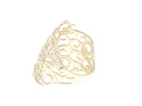 Filigree and Diamond Yellow Gold Ring