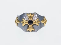 Silver and Gold Blue Sapphire Men's Signet Ring - .4 Carat