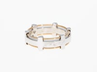 Two Tone Rose and White Gold Minimal Wedding Band - Unisex