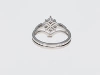 White Gold Invisible Diamond Cluster Ring Combo Stackable Band