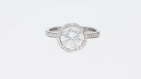 White Gold Halo Brilliant Cut Round Engagement Ring - 2.4 Carat