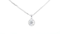 Diamond Halo Pendant Necklace - .59 Carat