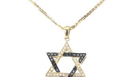 White and Black Diamonds Intertwining Star Of David Pendant - .43 Carat