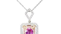 White and Rose Gold Pink Sapphire Pendant Necklace - 3.7 Carat