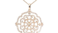 Rose Gold Filigree Diamond Pave Pendant - 1.4 Carat