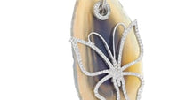 Agate Stone and Diamond Butterfly Pendant