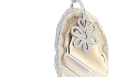 Agate Stone and Diamond Flower Pendant