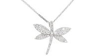 White Gold Diamond Studded Dragonfly Pendant -.80 Carat