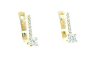 Yellow Gold Round Diamond Square Hoop Earrings - .5 Carat