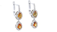 Oval and Pear Orange Sapphire Double Drop Earrings - 3.3 Carat