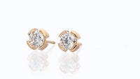 Rose Gold Round Diamond Studs Split Bezel - 1.4 Carat