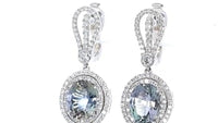 Oval Cut Tanzanite and Diamond Drop Earrings