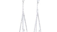 White Gold Diamond Interlocking Drop Earrings - 1.8 Carat