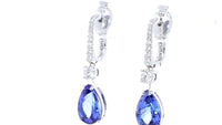 Pear Shaped Electric Blue Tanzanite Drop Earrings - 5 Carat