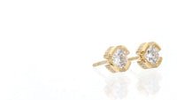 Yellow Gold Round Diamond Studs in a Split Bezel Setting - 0.9 Carat