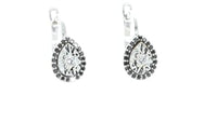 White and Black Diamond Teardrop-Shaped Drop Earrings